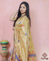 Elegant royal muga silk Saree with Multicolor Border