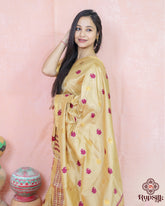 Elegant Royal Muga Silk Saree with Multicolor Woven Border