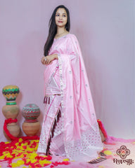 Elegant Baby Pink Semi Paat Silk Saree with Delicate Woven Detailing