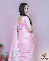 Elegant Baby Pink Semi Paat Silk Saree with Delicate Woven Detailing