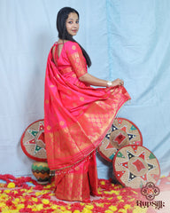 Royal Rani Pink Semi Paat Silk Saree with Rich Gold Zari Weaving