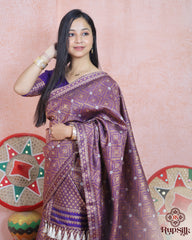 Royal Purple Semi Paat Silk Saree with Intricate All-Over Woven Design
