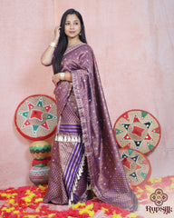 Royal Purple Semi Paat Silk Saree with Intricate All-Over Woven Design