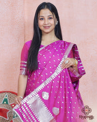 Royal Magenta Semi Paat Silk Saree with Silver Zari Detailing
