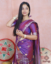 Elegant Semi Paat Silk Saree with Rich Purple Woven Border