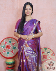 Elegant Semi Paat Silk Saree with Rich Purple Woven Border