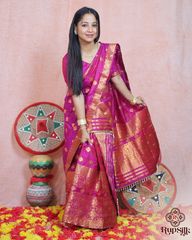 Royal Magenta Banarsi Semi Paat Mekhla Sador with Rich Golden Guna