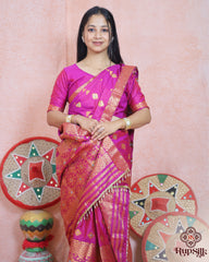 Royal Magenta Semi Paat Silk Saree with Rich Zari Woven Border