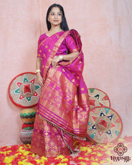 Royal Magenta Semi Paat Silk Saree with Rich Zari Woven Border