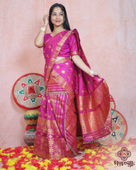 Royal Magenta Semi Paat Silk Saree with Rich Zari Woven Border