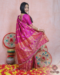 Royal Magenta Semi Paat Silk Saree with Rich Zari Woven Border
