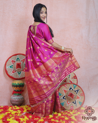 Royal Magenta Banarsi Semi Paat Mekhla Sador with Rich Golden Guna