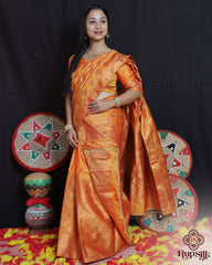 Royal Orange Semi Paat Silk Saree with Rich Woven Motifs