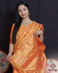Royal Orange Semi Paat Silk Saree with Rich Woven Motifs