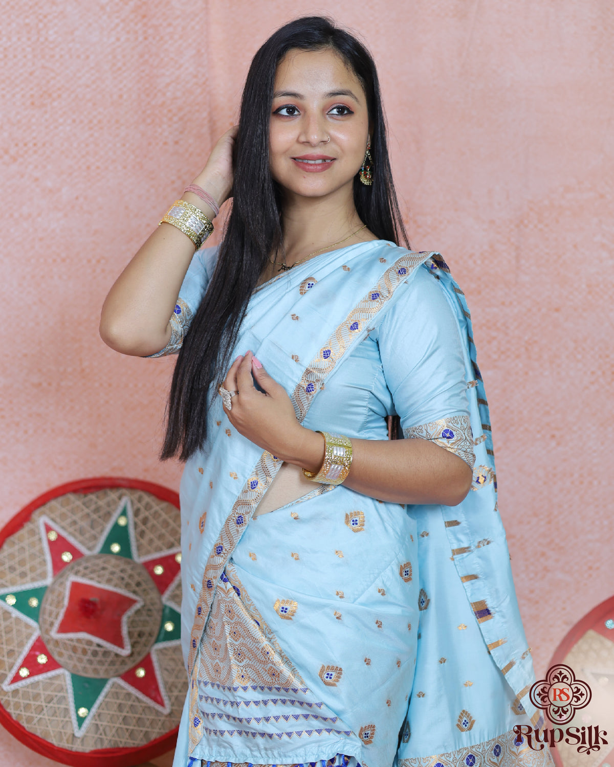 Elegant Semi Paat Sky Blue Silk Saree with Rich Woven Pallu & Tassels