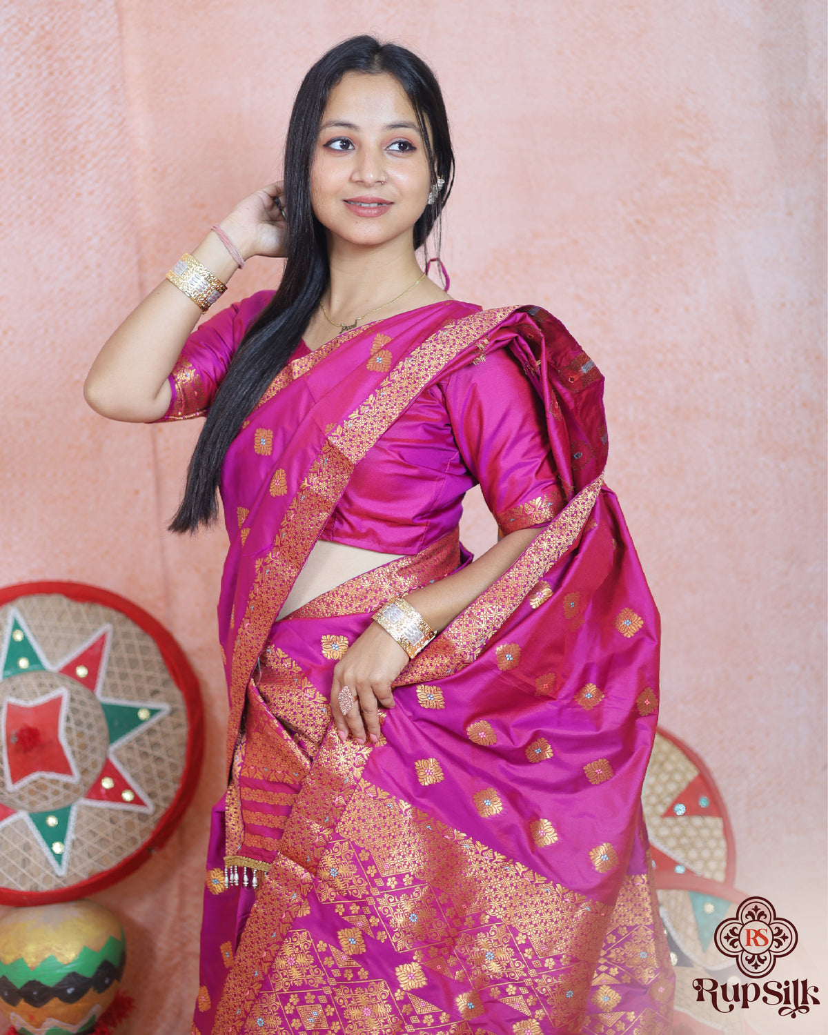 Royal Magenta Semi Paat Silk Saree with Rich Zari Woven Border