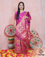 Royal Magenta Semi Paat Silk Saree with Rich Zari Woven Border