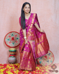 Royal Magenta Semi Paat Silk Saree with Rich Zari Woven Border