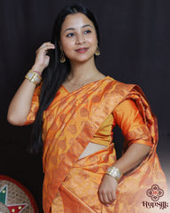 Royal Orange Semi Paat Silk Saree with Rich Woven Motifs